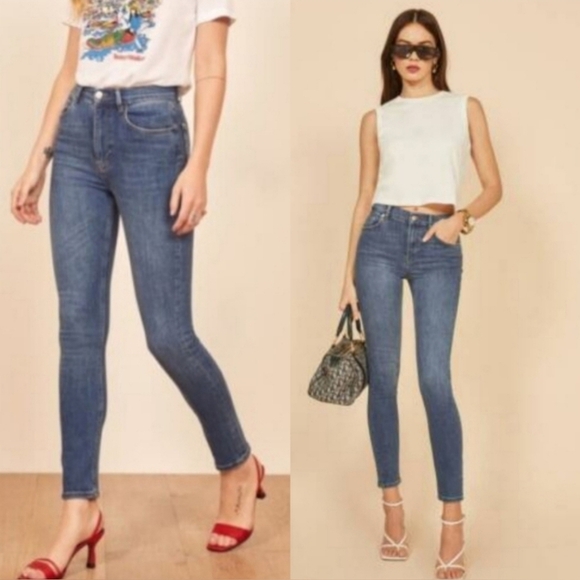 Reformation Jeans Harper High Rise Skinny Denim Jeans Destin Wash size 26 - Picture 2 of 16